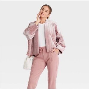 A New Day Quilted Velvet Open Front Jacket